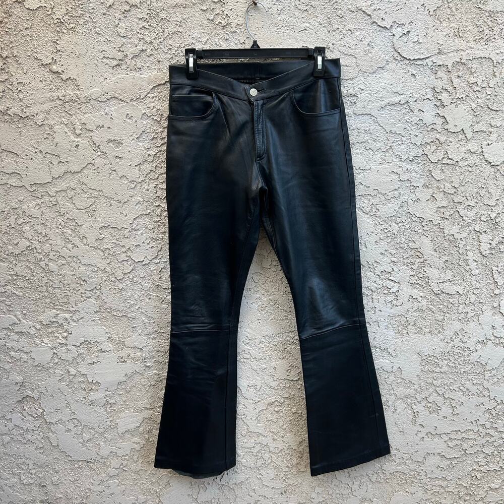Vintage New York Speed Black Leather Pants Straight Leg Size Womens Small